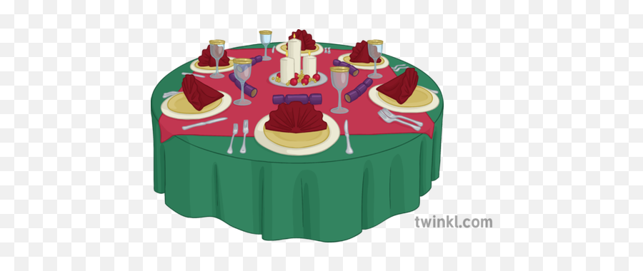 Christmas Dinner Table 2 Illustration - Sugar Cake Png,Dinner Table Png