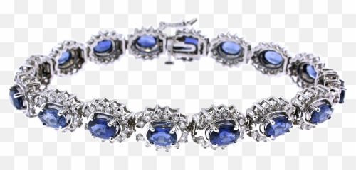 Download Fine Blue Sapphire And Diamond Bracelet - Transparent Background png