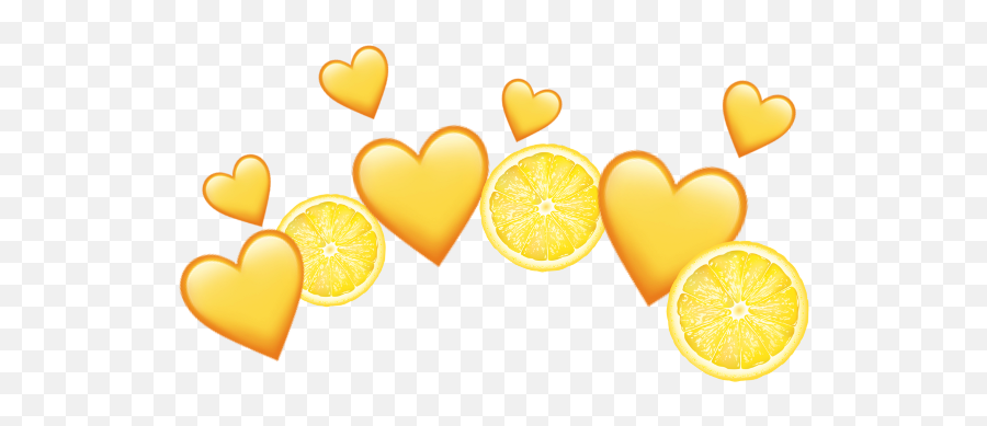 Lemons Yellow Pink Aesthetic Stickers Heart Crown - Transparent Yellow Heart Crown Png,Heart Crown Transparent