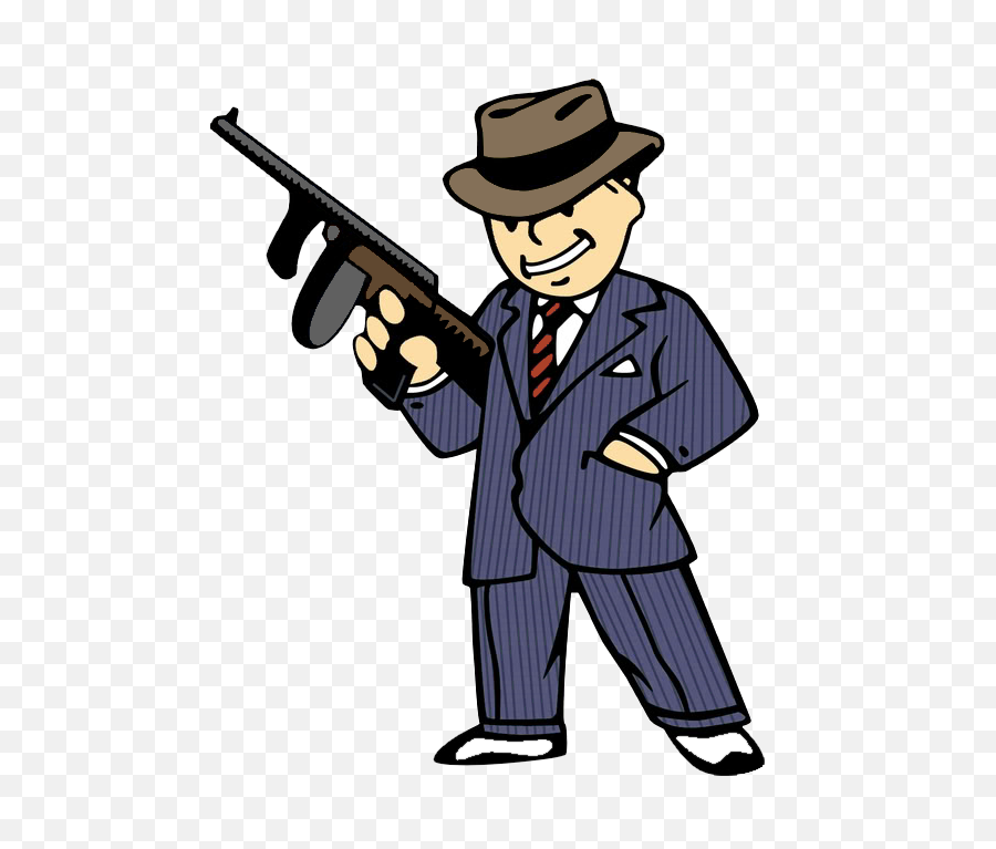 Fallout Vault Boy Tommy Gun Png Image - Gangster Png,Tommy Gun Png