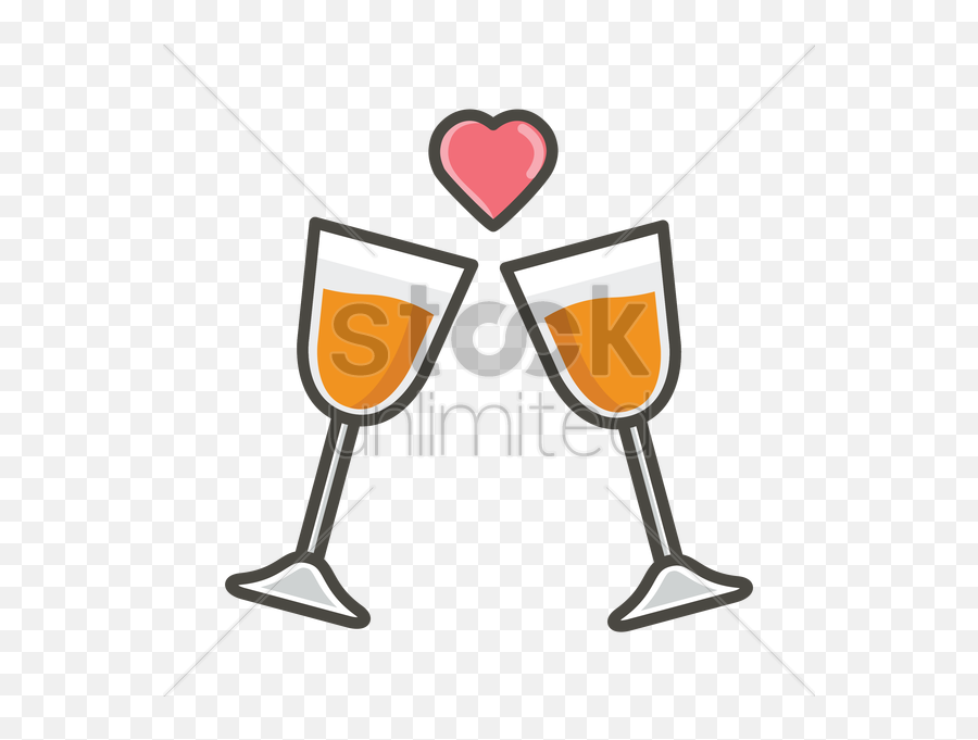 Download Hd Champagne Glasses With Heart Shape Vector Image - Champagne Glass Png,Champagne Glass Transparent Background