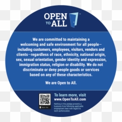 Open To All Cling With Yelp Logo - Vertical png