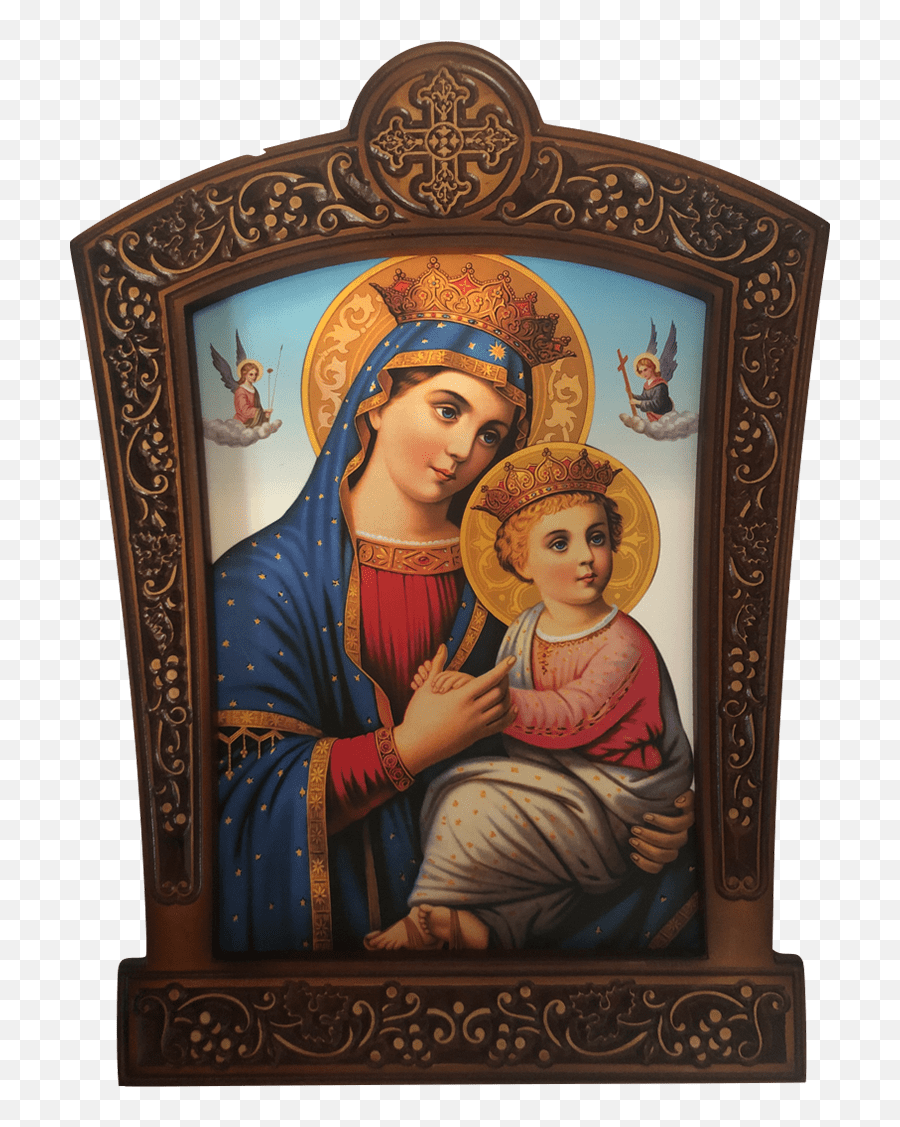 St Mary Carrying Christ Wooden Frame Bookstore - Grazia Graziella Png,Mary Icon