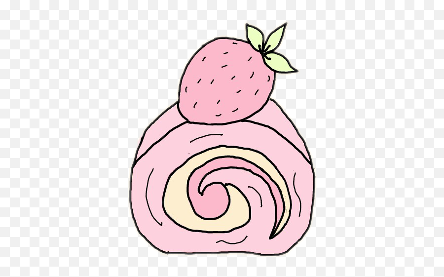 Cake Roll Drawing Tumblr Strawberry - Strawberry Roll Cake Drawing Png,Strawberry Icon