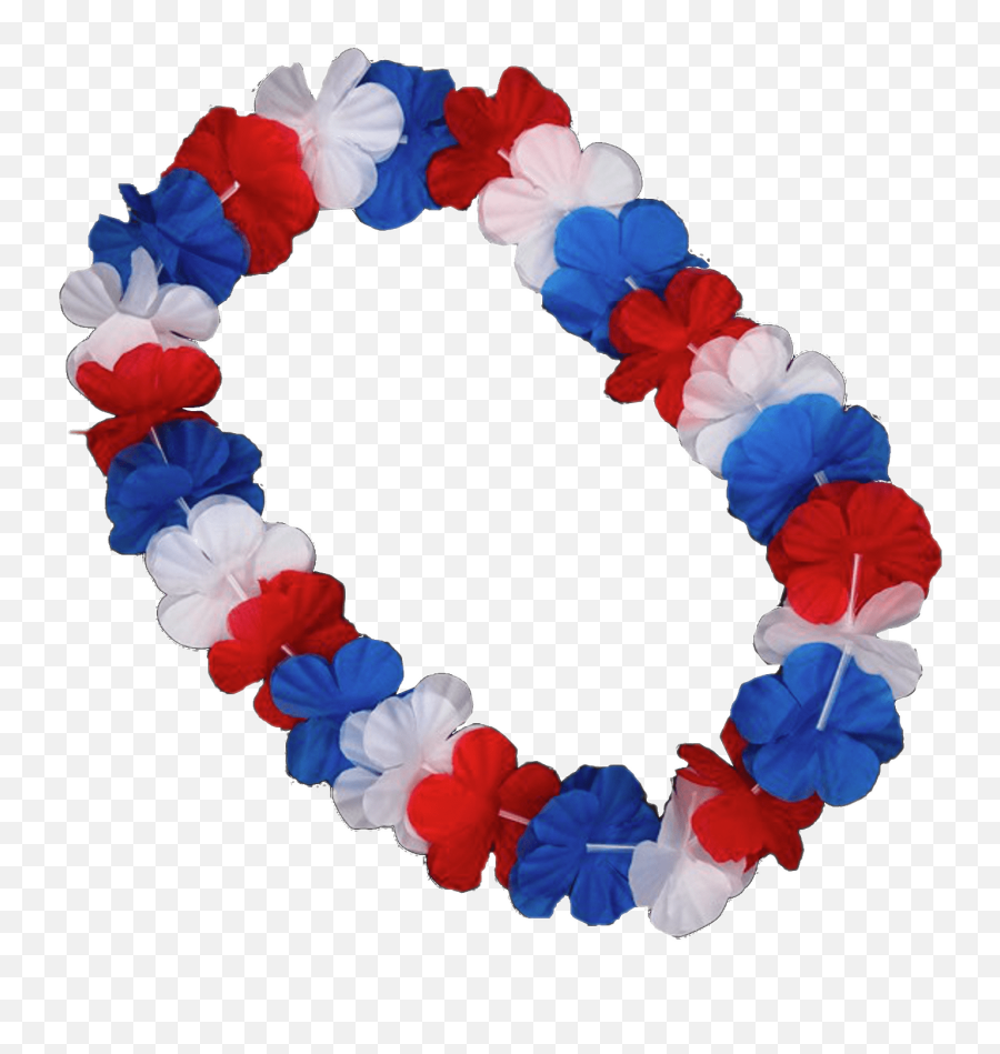 Red White And Blue Hawaiian Flower Necklace Transparent Png - Hawaiian Flower Necklace Png,Hawaiian Flowers Png