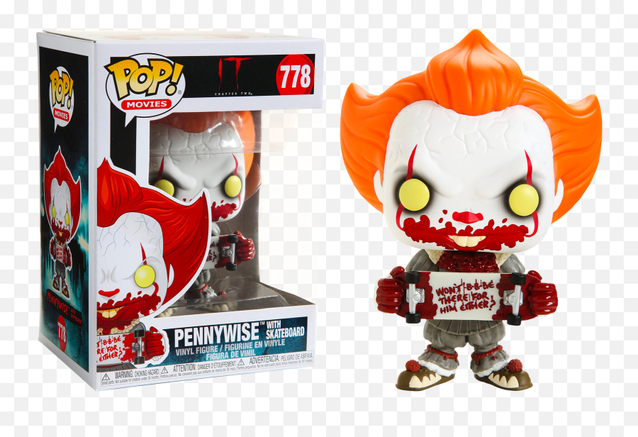 Stephen Kingu2019s It 2 2019 U2013 Pennywise With Skateboard Funko Pop Vinyl Figure - Funko Pop Pennywise 778 Png,Pennywise Transparent