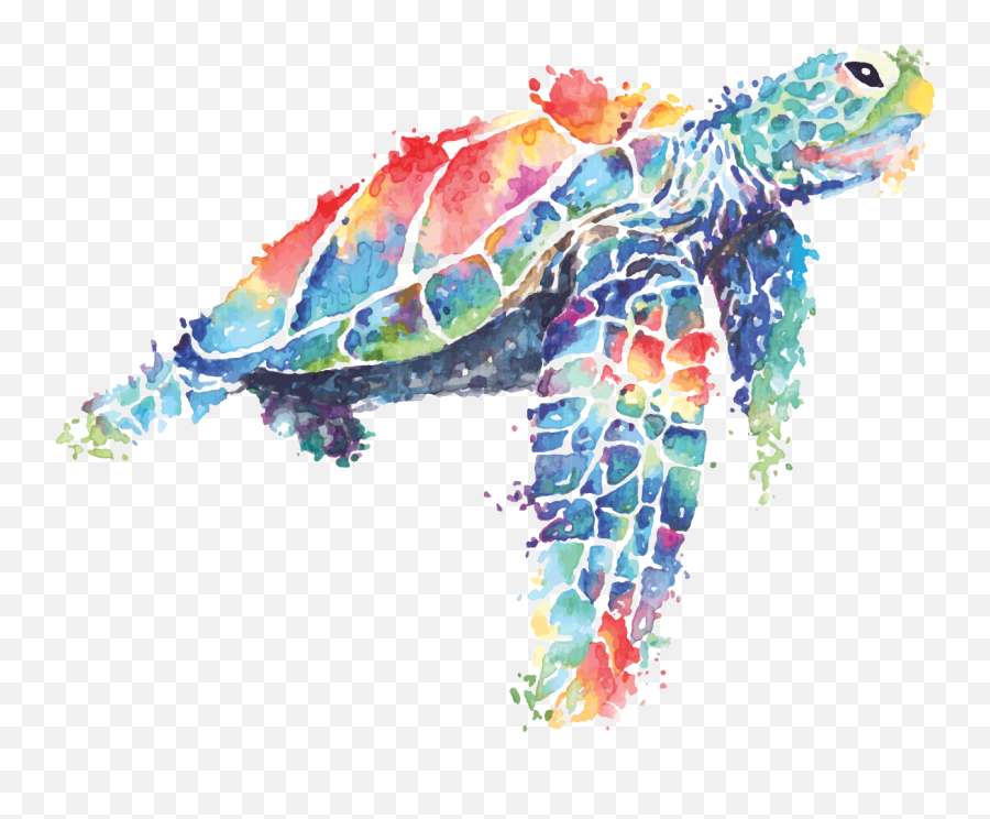 Sea Turtle Painted In Watercolor - Watercolor Sea Turtle Png,Turtle Transparent Background