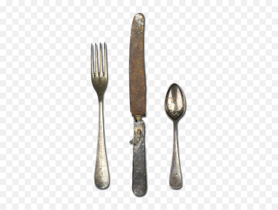 Hindenburg Salvaged Fork Knife And Spoon 1937 Courtesy - Hindenburg Fork Png,Fork Knife Png