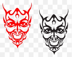 Devil2 Clip Art - Black And White Devil Face Png,Demon Face Png