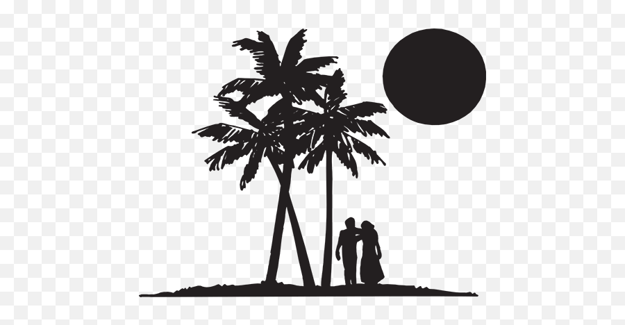 Palm Trees And Couple - Palm Trees Couple Silhouette Full Coconut Laser Cut Tree Png,Palm Tree Silhouette Png