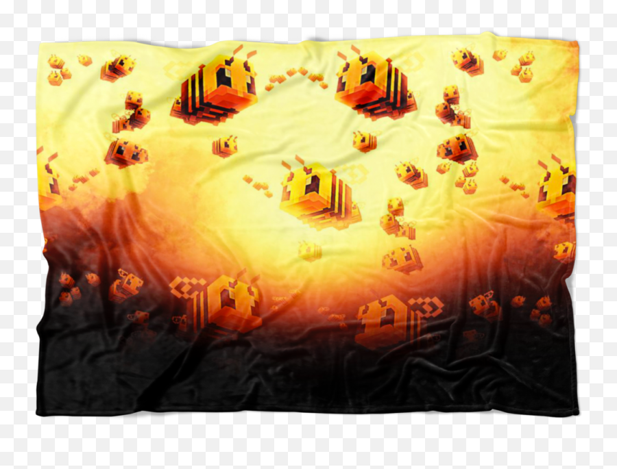 Minecraft Feece Blanket Bees Fervent Black - Painting Png,Minecraft Bed Png