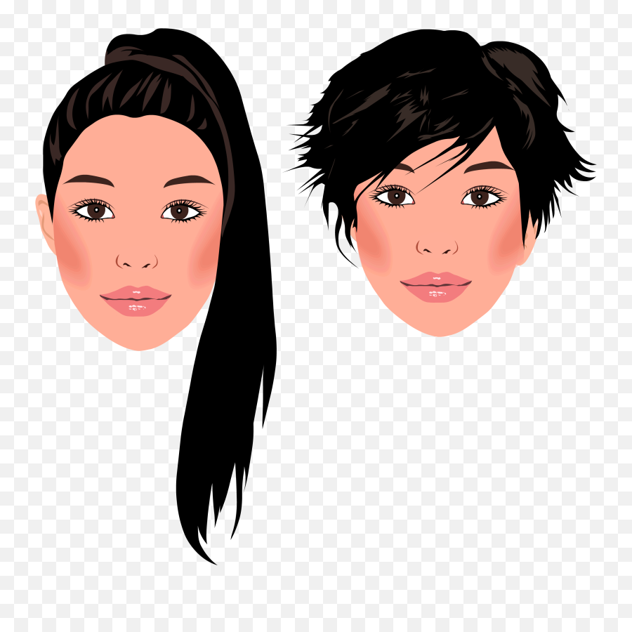 Portraits Of A Girl With Short Haircut And Long Hair - Pony Tail Girl In Cartoon Png,Haircut Png