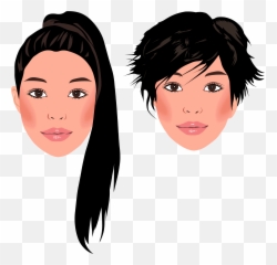 Portraits Of Girl With Short Haircut And Long - Pony Tail Girl In Cartoon png