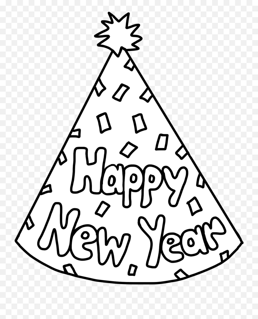 Happy New Year Party - Happy New Year Hat Coloring Page Png,New Years Party Hat Png