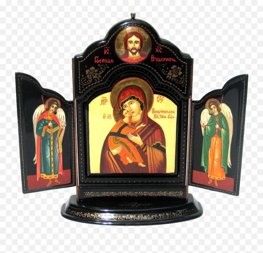 Signed Russian Lacquer Madonna Child - Religious Item Png,Deesis Icon