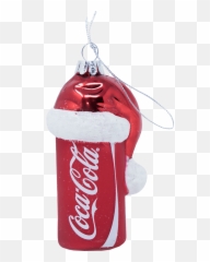 Coca - Cola Can with Santa Hat Glass Ornament Collectibles Coke Store 12 Oz png