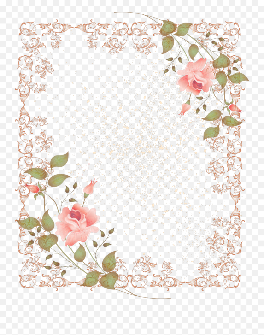 Clipart Border Vintage Flower - Pink Simple Design Background Png,Vintage Border Png
