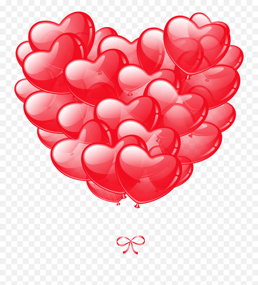 Transparent Heart Balloons Png Image Valentines Clip - Bunch,Red Balloons Png