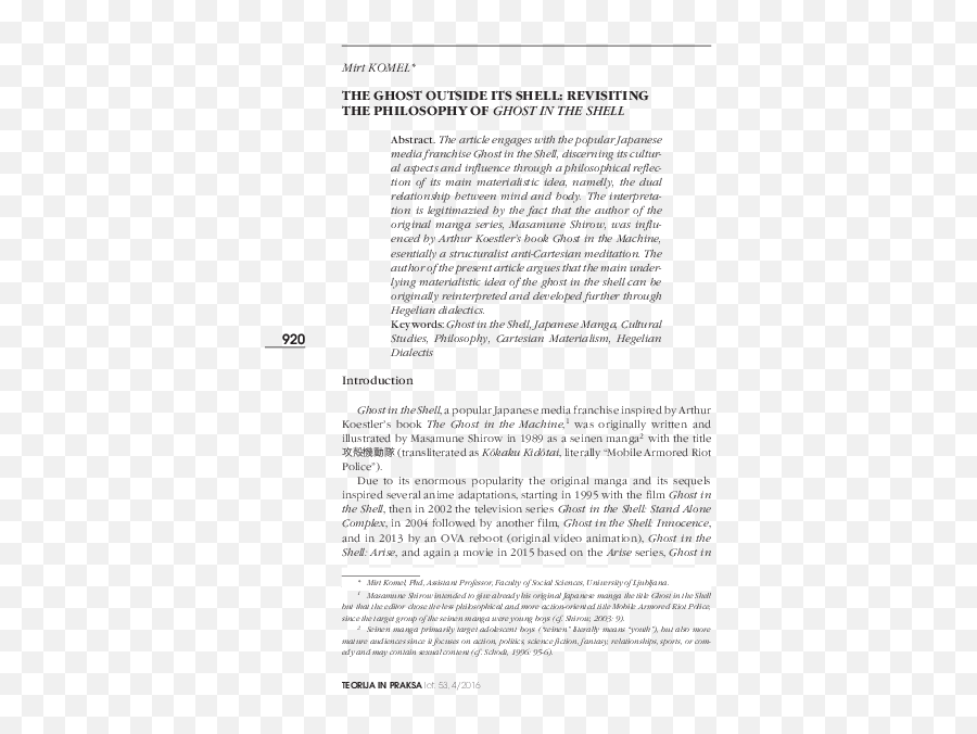 Ghost In The Shell Research Papers - Academiaedu Text Page Holy Land The Necropolis Png,Ghost In The Shell Png