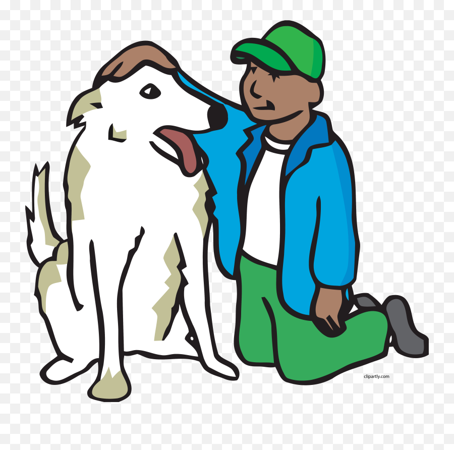 Boy Petting Dog Clipart Png - Cartoon Petting A Dog Petting A Dog Clipart,Dog Cartoon Png