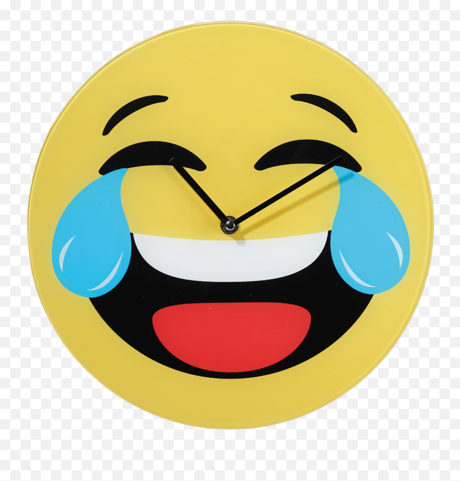 Glass Wall Clock With Laughing Smilie - Sírva Nevets Smiley Png,Emoji Laughing Png