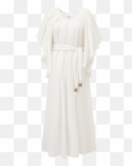 Angel Sleeve White Gauze Dress - Png