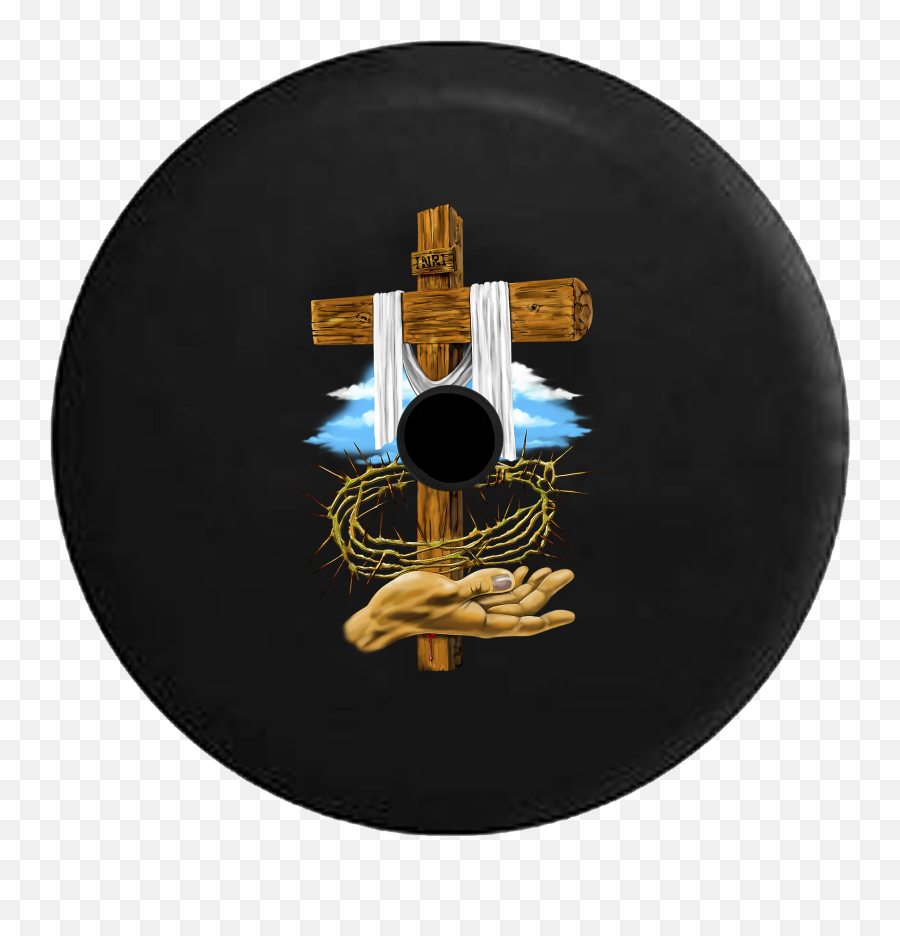 2018 2019 Wrangler Jl Backup Camera Wooden Cross Crown Of Thorns Jesus God Blessed Life Spare Tire Cover For Jeep Rv 33 Inch - Cross Crown Of Jesus Png,Crown Of Thorns Png