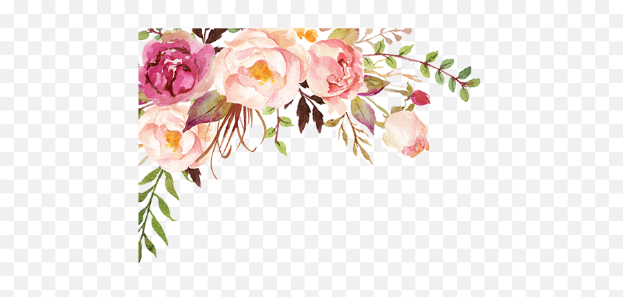 Watercolor Transparent Background - Floral Corner Design Png,Watercolor Flower Transparent Background