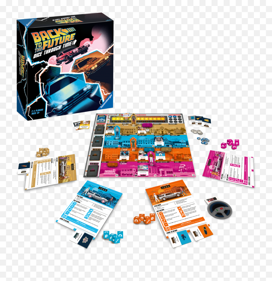 Travel Back To The Future With This New Game From Ravensburger - Back To The Future Dice Through Time Board Game Png,Back To The Future Logo Transparent