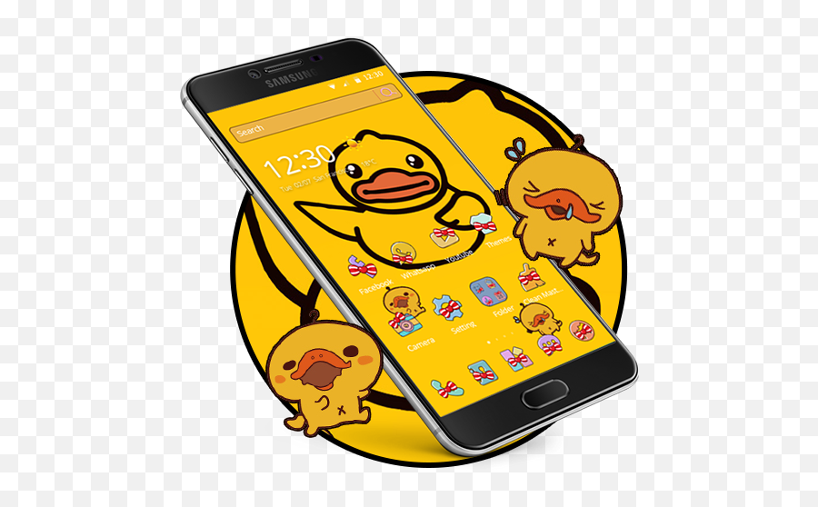 Download Cartoon Yellow Cute Duck Theme Butterfly Icon Free - Cartoon Yellow Cute Duck Theme Png,Kawaii Icon Pack