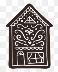 Gingerbread House Cookie Cream Detailed Silhouette - Decorative png