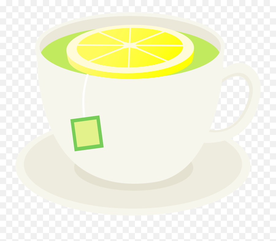 Green Tea With Lemon Slice - Free Clip Art Cup Of Lemon Tea Cartoon Png,Lemon Slice Png