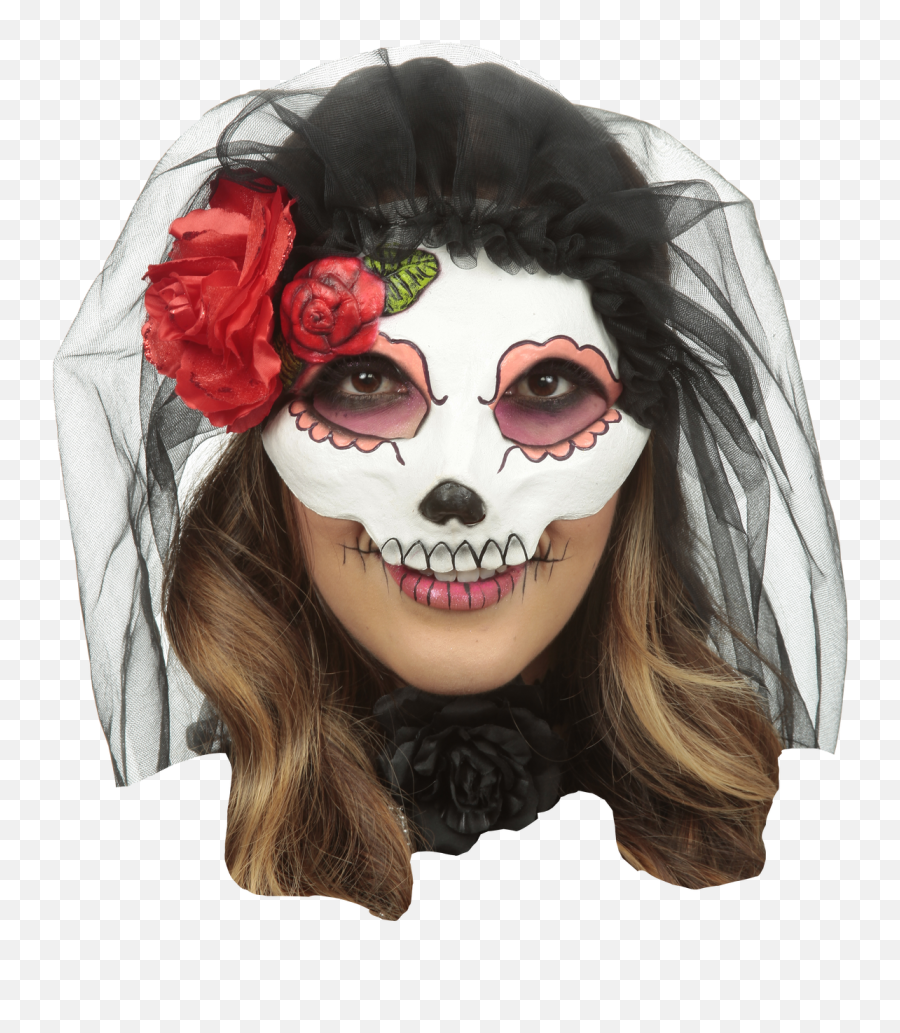 Catrina With Veil Colored 12 - Halloween Costume Png,Catrina Png