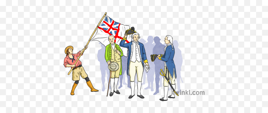 European Settlement With British Flag Illustration - Twinkl Cartoon Png,British Flag Png