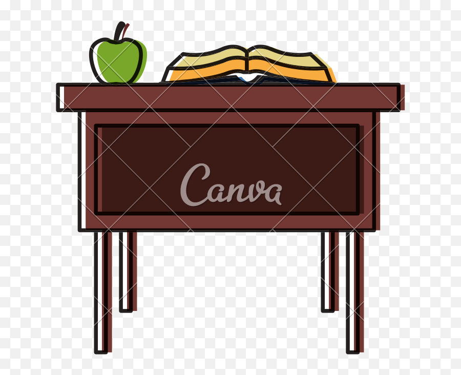 School Desk With Elements Vector Icon Illustration - Icons Canva Png,School Desk Png