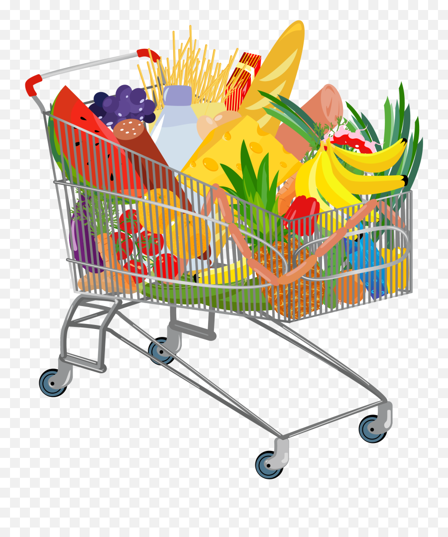Download Hd Cart Supermarket Transprent Png - Grocery Grocery Cart Transparent Background,Shopping Cart Png