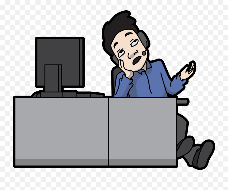 Bored Call Centre Agent Cartoon - Call Center Agent Cartoon Call Center Agent Cartoon Png,Agent Png