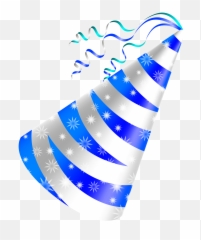 Birthday Hat White And Blue Party - Png