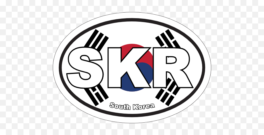 South Korea Kr Flag Oval Sticker - South Korea Flag Png,South Korea Flag Png