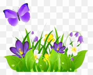 Download Free Png Butterfly With Flowers - Dlpngcom Clipart Flower And Butterfly,Purple Flowers Png