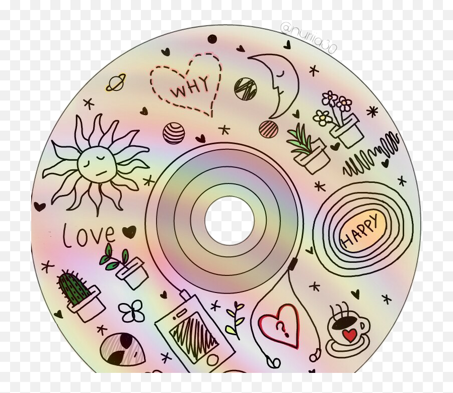Cd Sticker - Aesthetic Cd Drawings Transparent Cartoon Aesthetic Drawings On Cd Png,Cd Png