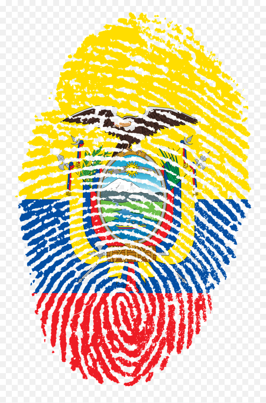 Ecuador Flag Fingerprint Country Pride - Huella Bandera De Colombia Png,Ecuador Flag Png