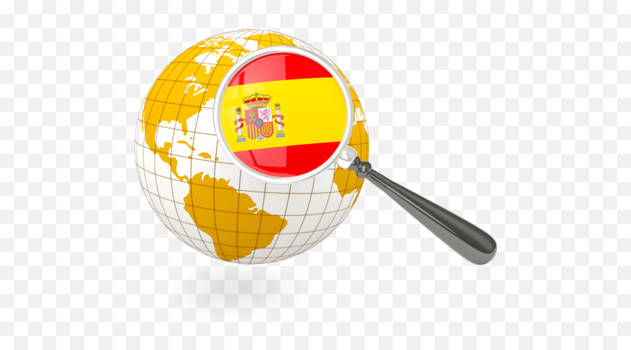 Magnified Flag With Globe Illustration Of Spain - Globe With Canada Flag Png,Flags Icon Spain