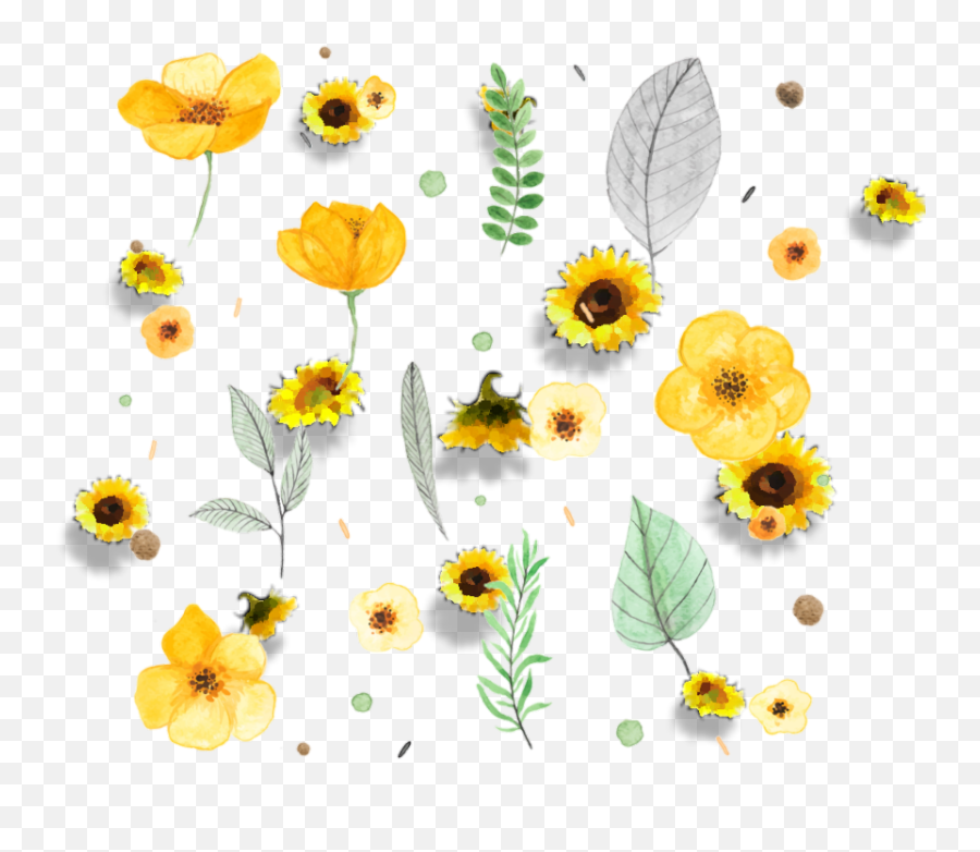 Sunflower Frame Png - Yellow Flowers Watercolor Png,Sunflowers Transparent