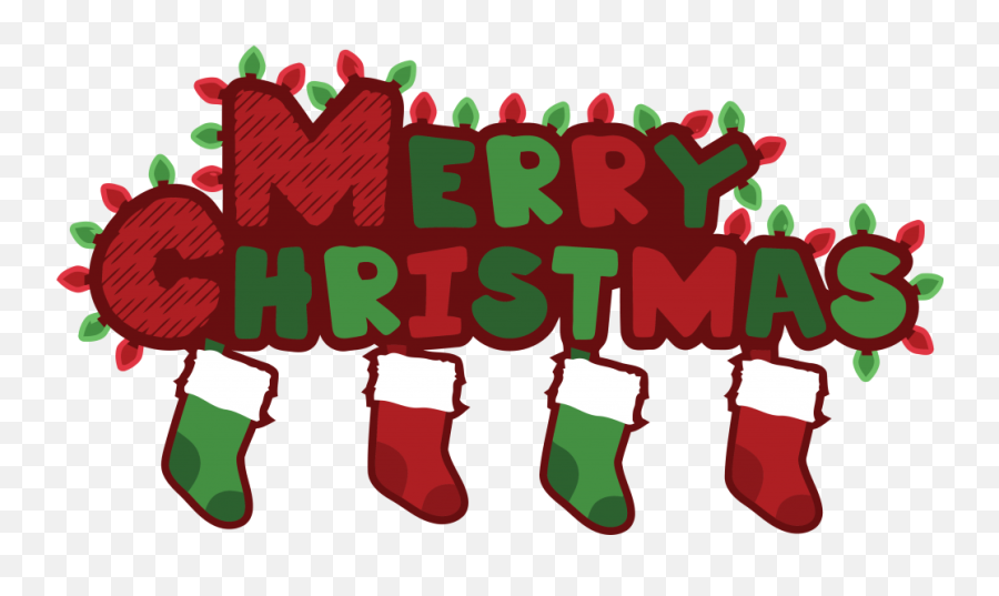 Christmas Merry Text Sock - Merry Christmas Clipart Png,Merry Christmas Text Png