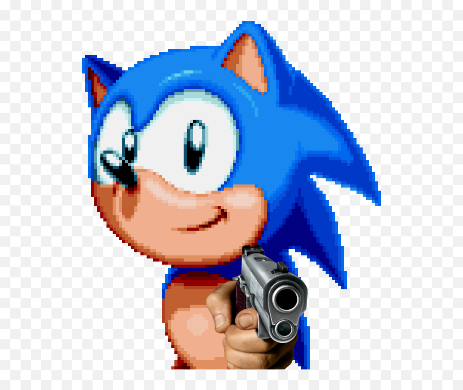 Sonic With A Gun Blank Template - Imgflip Cartoon Characters With Gun Png,Sonic Transparent
