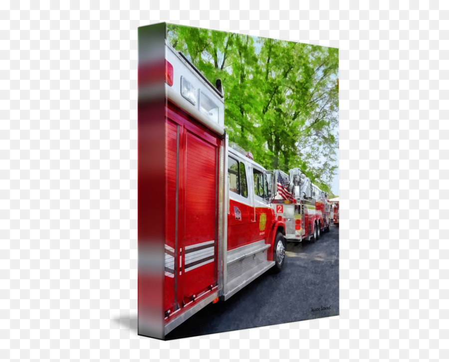 Long Line Of Fire Trucks By Susan Savad - Fire Apparatus Png,Line Of Fire Png