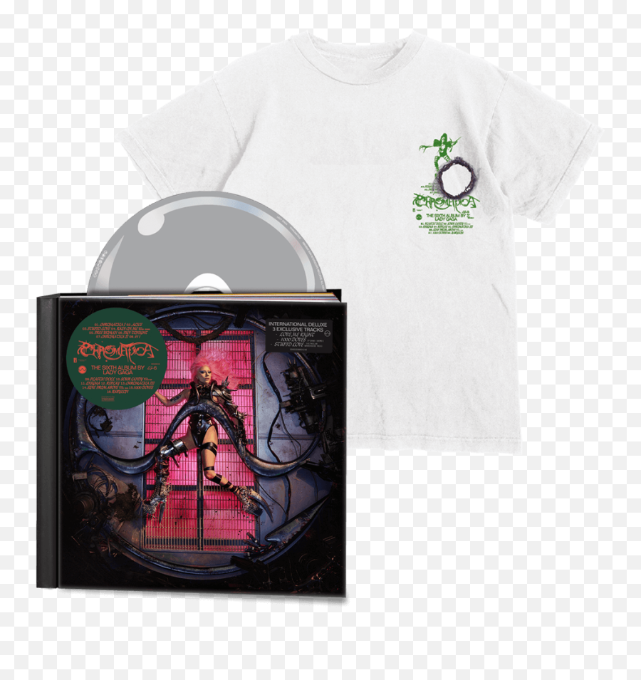Chromatica Deluxe Cd Excl White T - Shirt Autographed Album Cover Chromatica Deluxe Lady Gaga Png,White Tshirt Png