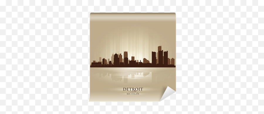 Detroit Michigan City Skyline Silhouette Wall Mural U2022 Pixers We Live To Change - Detroit Silhouette Backdrop Png,Nashville Skyline Silhouette Png