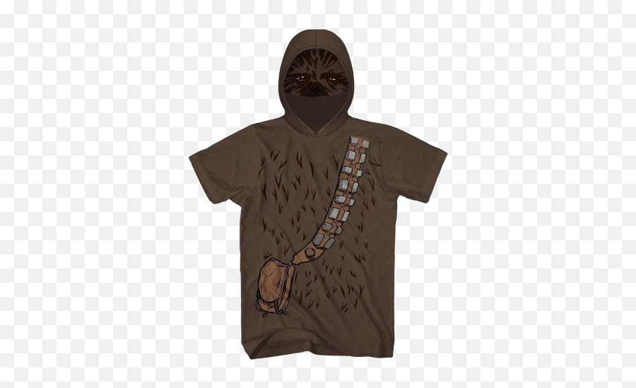 Disney Menu0027s Star Wars Chewbacca Licensed Short Sleeve Costume Hoodie Mask Shirt - Fictional Character Png,Chewbacca Transparent
